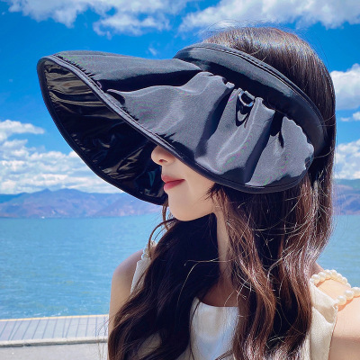 New Vinyl Shell-like Bonnet Air Top Sun Protection Hat Female Spring and Summer UV Protection Outdoor Beach Hat Face-Covering and Sun-Shading