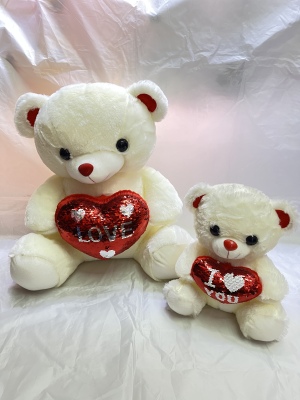 Valentine's Day Bear Sequins Holding-Heart Bear Doll Love Holding-Heart Bear Doll Plush Toy