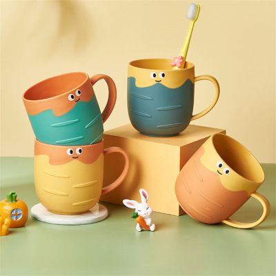 2021 Creative Children Cartoon Strawberry Gargle Cup Student Bedroom Plastic Cup Home Cute Color Matching Tooth Cup