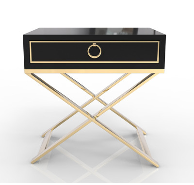 Light Luxury Bedside Table Modern Minimalist Double Drawer Bedside Cabinet Stainless Steel Paint Gold Plated White Bedroom Storage Locker