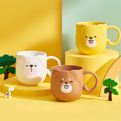New Children's Cute Cartoon Gargle Cup Puppy Style Student Bathroom Tooth Cup Fashion Drop-Resistant Plastic Cup
