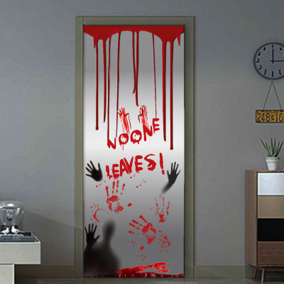 Halloween Decorations Blood Handprint Door Sticker Ghost Festival Horror Atmosphere Layout Haunted House Bathroom Room Decoration Stickers