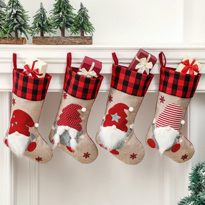 2022 New Dwarf Faceless Elderly Christmas Stockings Gift Bag Christmas Decorations Nordic Style Christmas Stockings