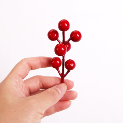 Amazon Cross-Border 7/12/14 Fork Twig Cutting Simulation Red Fruit Berry Christmas Decorations DIY Accessories