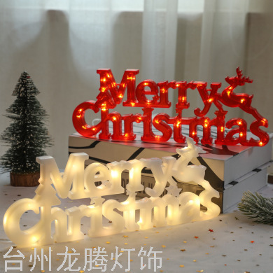New LED Merry Christmas Letter Shape Fluorescent Fixture Christmas Tree Decoration Room Layout Colorful Lights Christmas