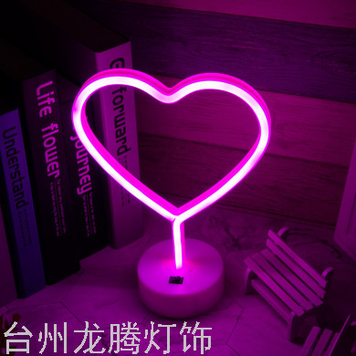 INS Style Led Neon Light Small Night Lamp Indoor Room Decoration Neon Light Battery Base USB Dual-Use