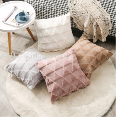 Rabbit Fur Quilted Pillow