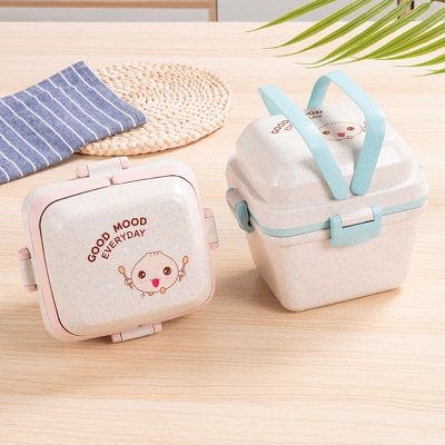 Square Maixiang Multi-Layer Lunch Box Japanese-Style Student Portable Lunch Box Camping Outdoor Double-Layer Lunch Box Gift Discount