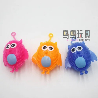 Simulation Animal Model Compressable Musical Toy Wholesale Flash Decompression Animal Ball Owl Squeeze Children's Toy