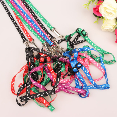 Pet Supplies Cross-Border Amazon Traction Belt Polyester Printed Puppy Chest Strap Small Dog Cat Pulling Rope