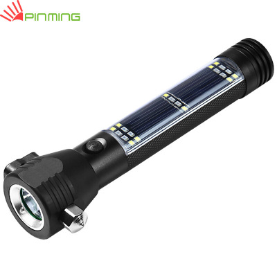New Multi-Function Torch Solar Escape Rescue Power Torch Outdoor Rechargeable Life Hammer Flashlight