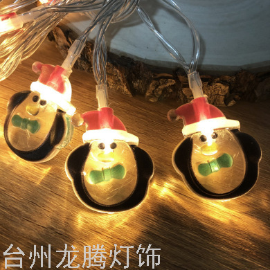 New Christmas LED Lighting Chain Santa Snowman Shape Holiday Light Plastic Painted Accessories Colored Lights