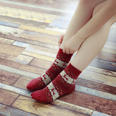 Autumn and Winter Women's Angora Wool Amazon Christmas Stockings Tube Socks Casual Cartoon Socks Women's Socks Factory Wholesale