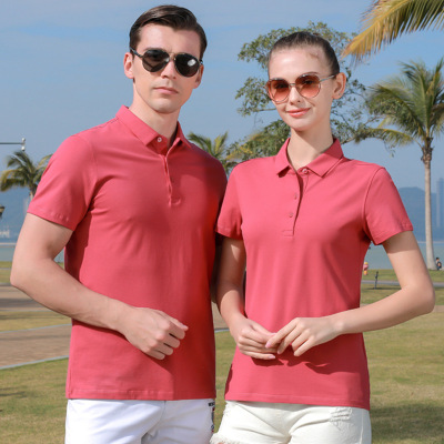 95% Sea Island Cotton 5% Spandex Breathable Sweat Absorbing Work Clothes Work Wear Short Sleeve Polo Shirt Customized Pink Dark Red