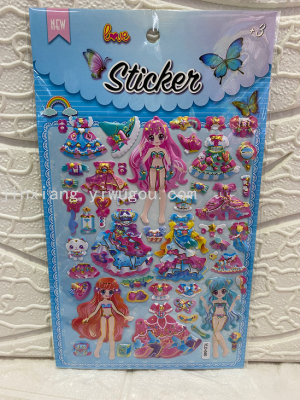 Colorful Cartoon Princess Dress-up  Reward Bubble Stickers DIY Notebook Photo Album 3D Stickers