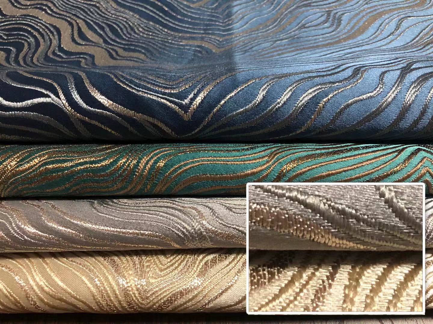 工厂直销 高精密提花 波浪几何纹 窗帘抱枕时装影视面料(布料)