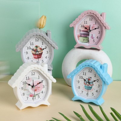 New Arrival Candy Color Creative Cottage Alarm Clock Children Bedroom Bedside Clock Student Gift Wholesale