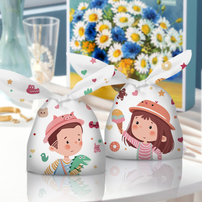 New Children's Rabbit Ears Snack Packaging Bag Candy Biscuits Bag Baking Packaging Boys and Girls Gift Bag 50