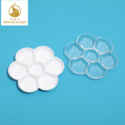 In Stock Wholesale Melamine Plum-Shaped Palette Art 7 Grid You Choose Thickened Painting Paint Tray Factory Direct Sales