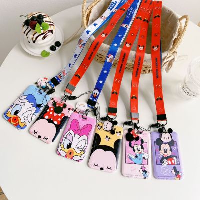 Mickey Mouse Donald Duck Cartoon Student Chest Card Cover Long Shoelace Halter Yangcheng Pass Card Anti-Lost Access Control Card IC Card Holder