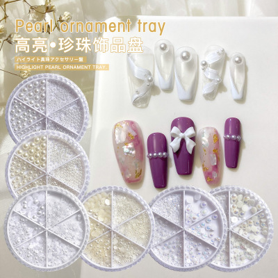 Highlight Flat Bottom Pearl Natural Magic Color Japanese Semicircle AB Pure White Manicure DIY Size Mixed Nail Jewelry