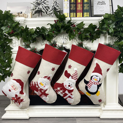 Large New Christmas Stockings Creative Santa Claus Snowman Elk Gift Bag Candy Socks Christmas Socks Pendant