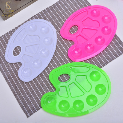 Hot Selling Kindergarten Plastic Palette Children's Painting Hand-Held Painted Feet Palette Color Plate Paint Painting