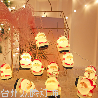 Christmas LED Colored Lamp Santa Claus Head Shape Battery Box String Lights Snowman Christmas Tree Atmosphere Decorative Lights