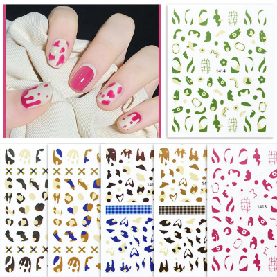 Summer New Cartoon Nail Stickers Graffiti Color Matching Geometric Nail Decals More Styles Small Pattern Jewelry Stickers