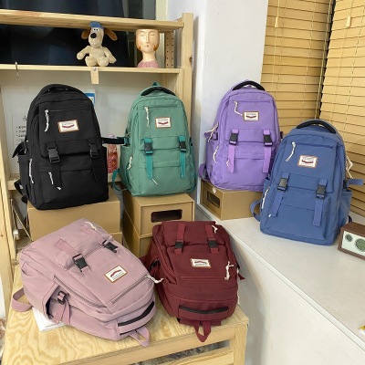 Trendy Schoolbag Male High School Student Simple Travel Backpack Casual Trendy Female Solid Color College Students' Backpack