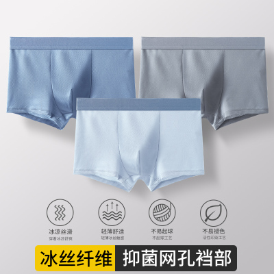 Ice Silk Men's Underwear Men's Boxers Breathable Antibacterial Mesh Inner Gear Boys Boxer Men's Ultra-Thin Summer