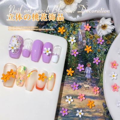 New Internet Celebrity Three-Dimensional Peach Blossom Nail Beauty Alloy Ornaments Summer Little Fresh Metal Matte Texture Nail Jewelry