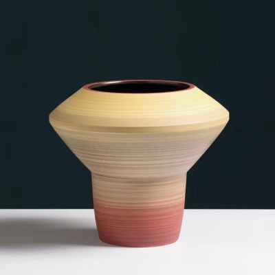 Gao Bo Decorated Home Gradient Color Geometric Ceramic Vase Simple and Modern Furnishings Decorative Ornaments