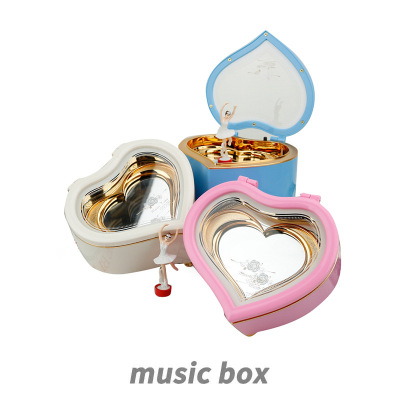 Creative Mini Dancing Girl Small Love Jewelry Box Music Box Peach Heart Music Box Little Girl Birthday Gift