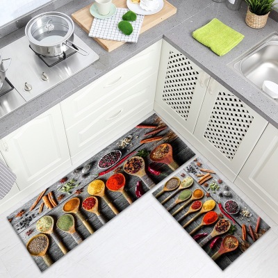 Card Spot Kitchenware Two-Piece Set Kitchen Pad Bathroom Absorbent Floor Mat 3D Printed Mat Carpet Door Mat