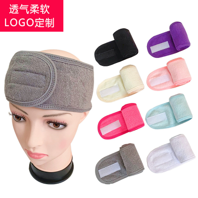 European and American Hook & Loop Band Spa Makeup Headband Fleece in One Side Sports Breathable Headscarf Confinement Headband Knitted Hair Accessories