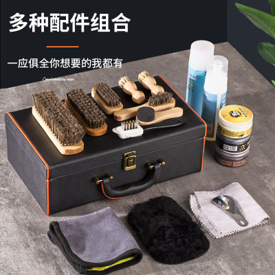 Horse Hair Brush Lanolin Leather Shoes White Shoes Sneakers High Heels Detergent Decontamination Care and Maintenance Set