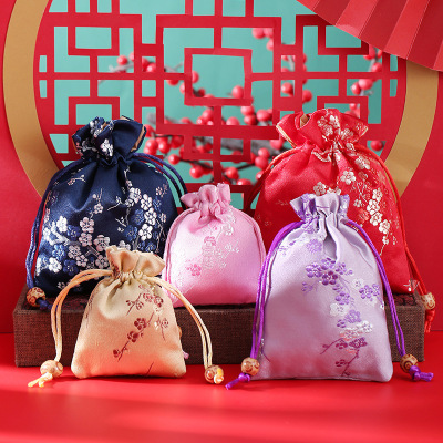 Manufacturer Jewelry Bag Silk Pouch Zipper Bag Cloth Bag Gift Box Buddha Beads Brocade Bag Jewelry Package Bag