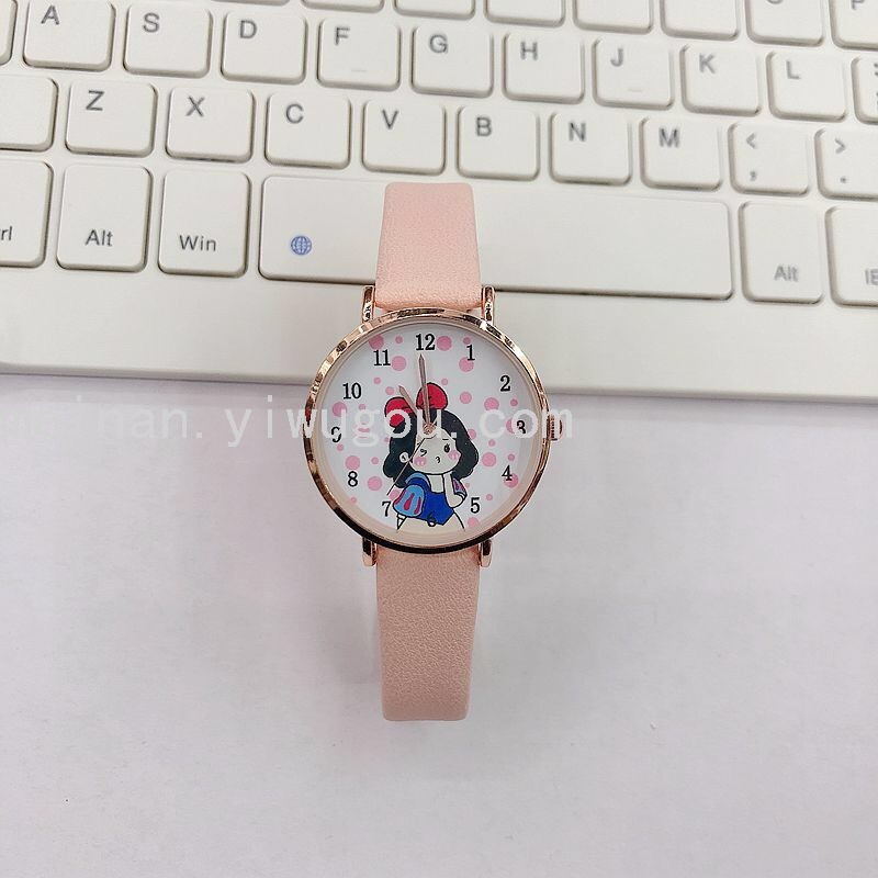 日韩卡哇伊小姑娘手表小清新卡通数字面学生表简约腕表