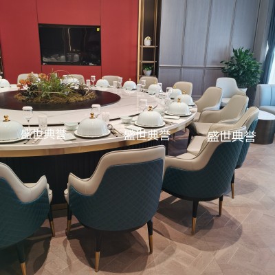 Wenzhou Solid Wood Dining Table and Chair Seafood Hotel Compartment Light Luxury Dining Chair Solid Wood Bentley Chair