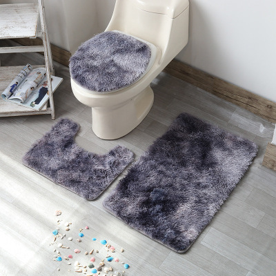 Embossed Foreign Trade Hot Sale Tie-Dyed Bathroom Toilet Three-Piece Floor Mat Doormat Carpet Floor Mat Japanese and Korean Style Floor Mat