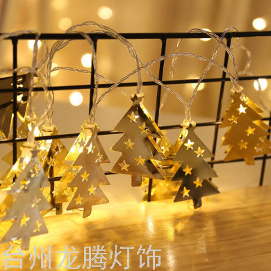 Christmas LED Colored Lamp Wrought Iron Christmas Tree Shape Lighting Chain Festival Lights Decorative Lights LED Battery Lighting Chain