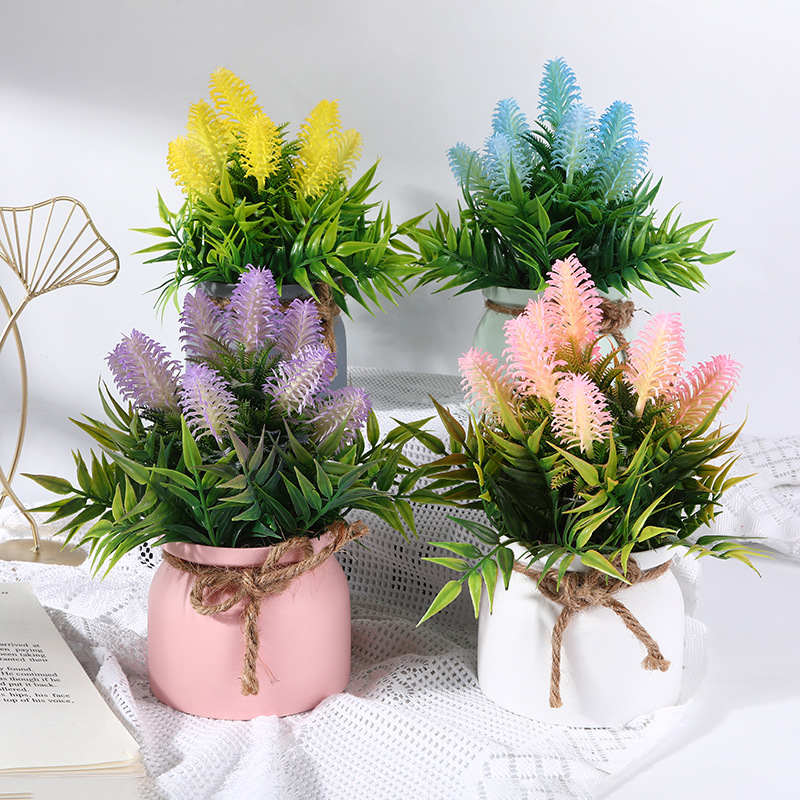 新款仿真绿植花卉清新青葙仿真花盆栽厂家直供家居美化装饰摆件