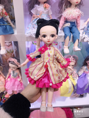 New Machine Edge 30cm Multi-Joint Hanfu Barbie Doll Keychain Music Doll Girl Gift Scenic Spot Hot