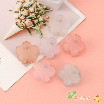 Flower Shape Small Translucent Frosted Candy Color French Style Grip Elegant Fresh Shark Clip Head Hairpin