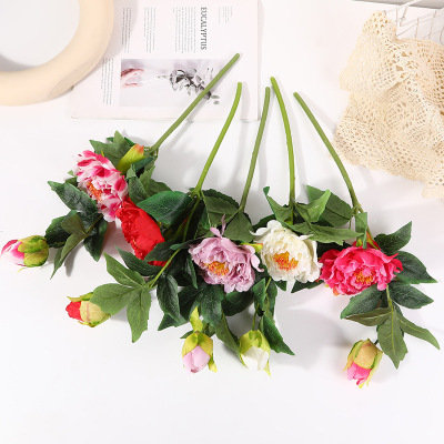 Artificial Peony Two-Head Home Wedding Hotel Decoration Artificial Flower Arrangement Photography Props Ruiping Fake Flower Wholesale