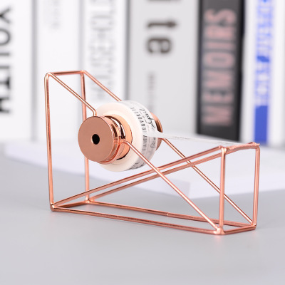 Rose Gold Iron Tape Cutter Manual Multifunctional Tape Dispenser Student Scrapbook Tape Base Electroplated Adhesive Tape Holder