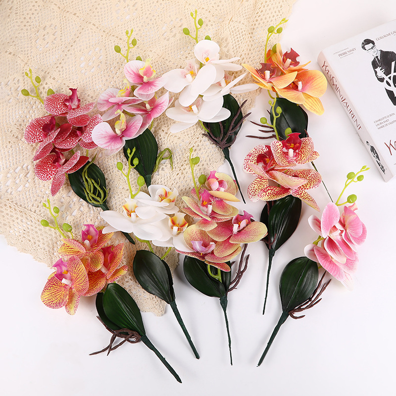 单支迷你蝴蝶兰仿真花创意DIY用品厂家直供仿真植物室内装修假花