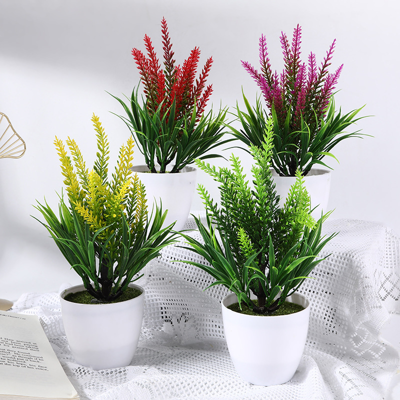 仿真花塑料盆景黄木犀草家居前台创意人造花摆件仿真植物盆栽