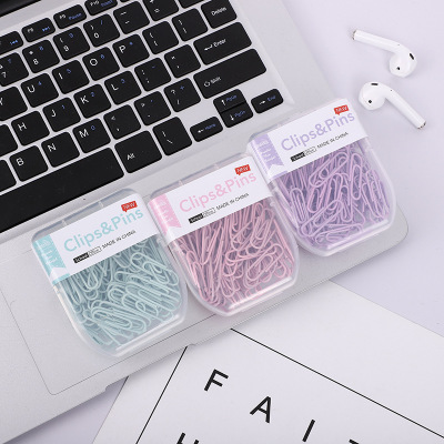 INS Style Macaron Color Paper Clips Set Boxed Ball Nails Push Pin Binder Clip Office Binding Office Wholesale